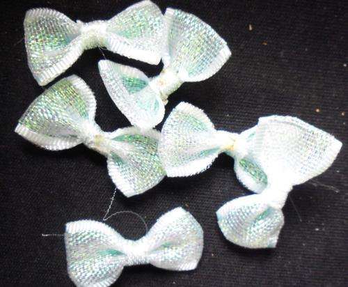 Pastel Green Material Bow, 25mm x 15mm Bloom - Pack of 10.