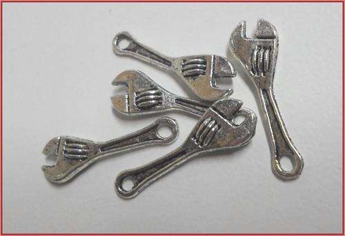 WINTER SALE!! Nickle Spanner Charm, 15mm x 8mm - Per Pack of 10.