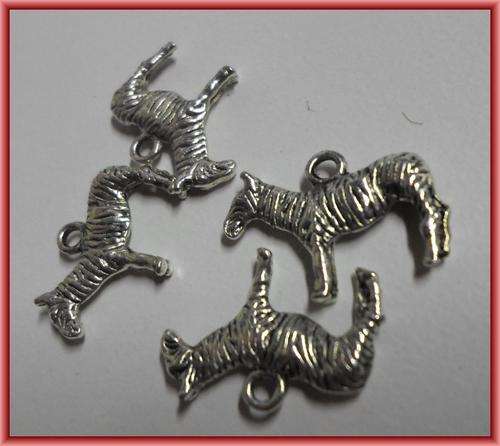 WINTER SALE!! Nickle Zebra Charm, 22mm x 16mm - Per Pack of 10.
