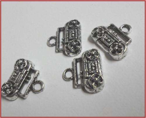 WINTER SALE!! Nickle Radio Charm, 11mm x 13mm - Per Pack of 10.