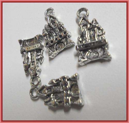 WINTER SALE!! Nickle Castle Charm, 20mm x 10mm - Per Pack of 10.