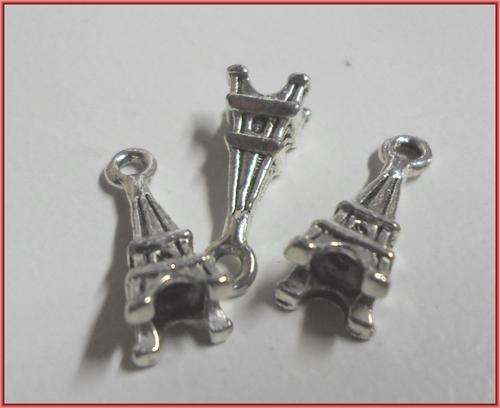 Nickle Eiffel Tower Charm, 18mm x 6mm - Per Pack of 10.