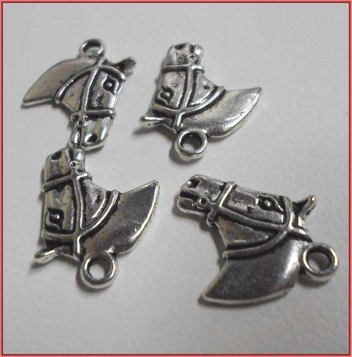 Nickle Horse Charm, 20mm x 15mm - Per Pack of 10.
