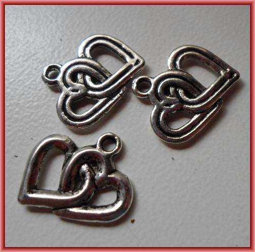 Nickle Heart Charm, 18mm x 18mm - Pack of 10.
