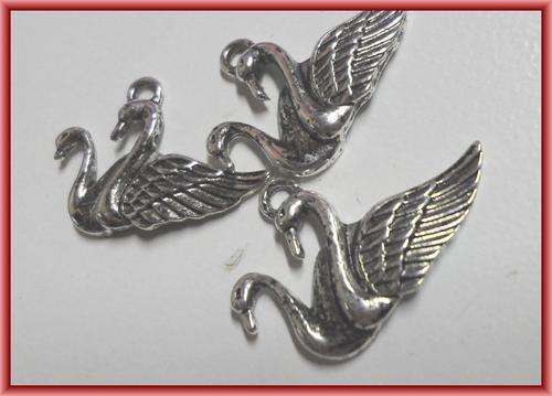 WINTER SALE!! Nickle Swan Charm, 20mm x 30mm - Pack of 10.