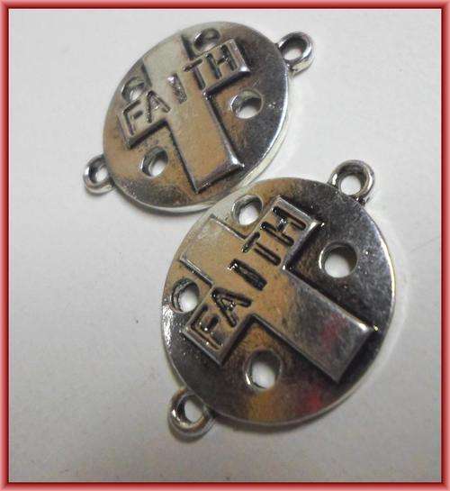 Nickle "Faith" Connector, 28mm x 21mm - Sold Individually.