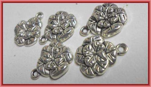 Nickle Flower Charm, 18mm x 14mm - Pack of 10.