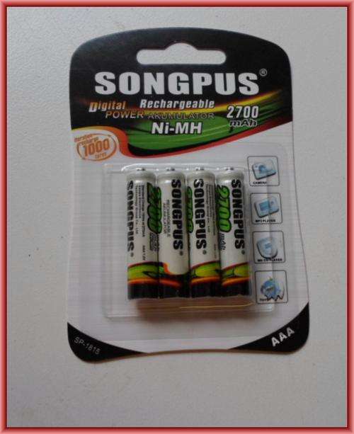 Rechargeable Batteries, AAA - Blisterpack of 4.