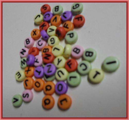 Acrylic Alphabet Discs, 7mm - Pack of 50.