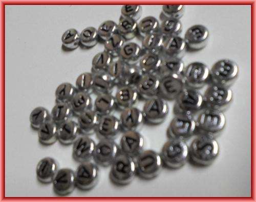 Silver Acrylic Alphabet Discs, 7mm - Pack of 50.