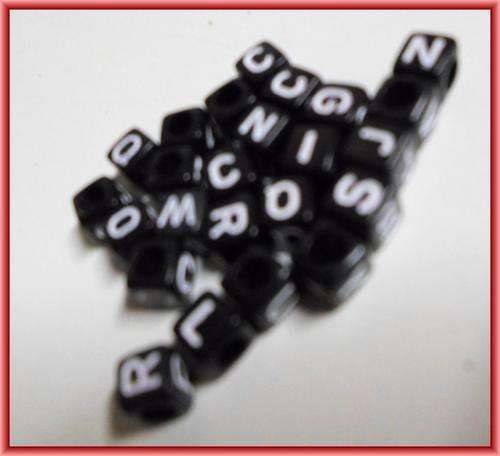 Black Acrylic Alphabet Cube, 6mm - Pack of 25.