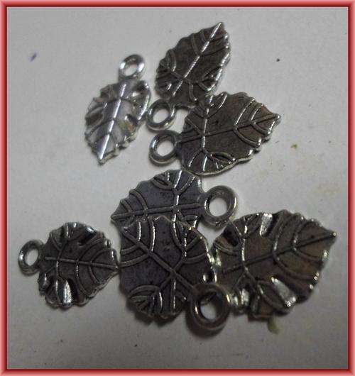 Nickle Leaf Charm, 17mm x 12mm - Pack of 10.