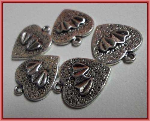 Nickle Heart Charm, 17mm x 15mm - Pack of 10.