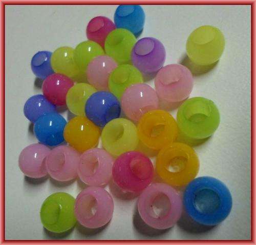 Acrylic Pastille Pony Beads, 9mm  - Pack of 20.