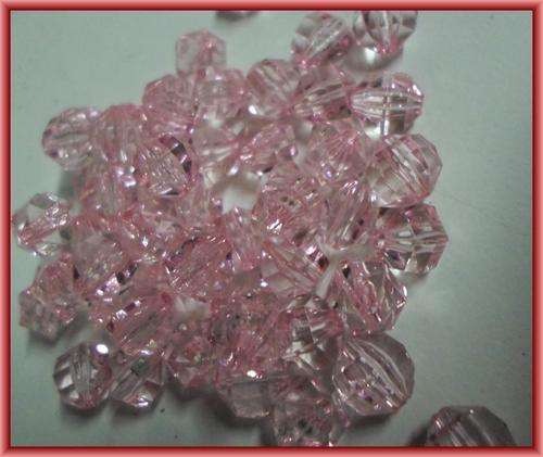 Acrylic Pink Facet Rounds, 8mm  - Pack of 50.