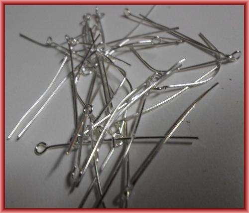 Silver Tone Eyepins, 40mm - Pack of 100.