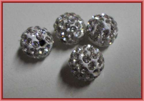 FOR A TENNER SALE!! White Rounds with Rhinestone, 9mm - PACK OF 4!