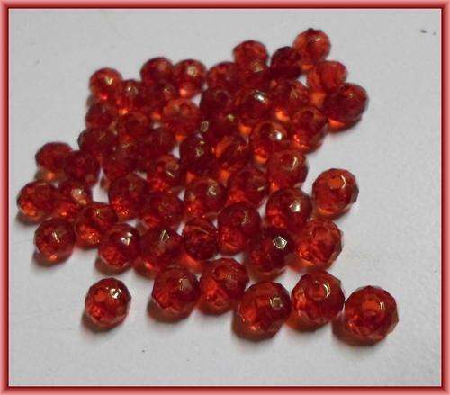 Red Acrylic Rondelle, 6mm x 4mm - Pack of 50.