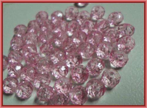 Pink Acrylic Rondelle, 6mm x 4mm - Pack of 50.