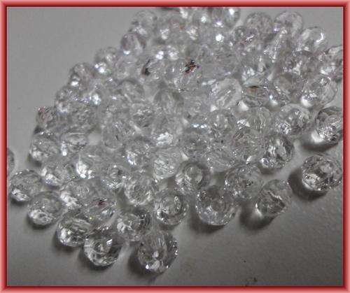 Clear Acrylic Rondelle, 6mm x 4mm - Pack of 50.