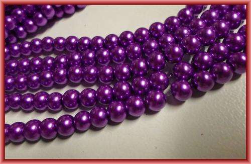Violet Glass Pearls, 6mm - String of +/-150.