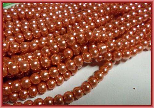 Tropical Tangerine Glass Pearls, 8mm - String of +/-100.