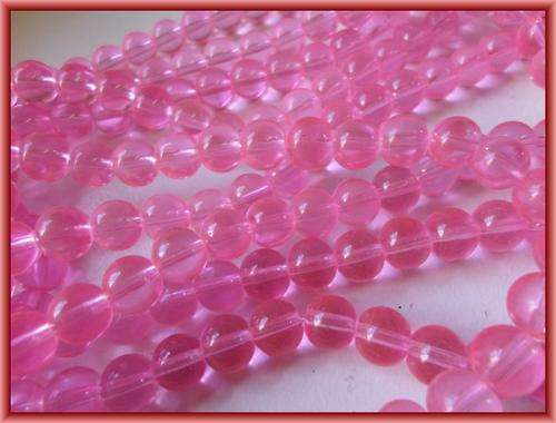 Pink Clear Glass Rounds, 8mm  - Per String (+/- 100)