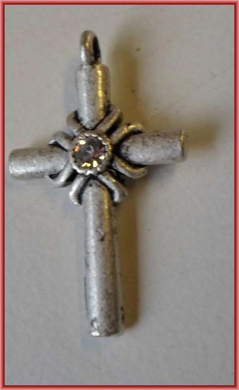 MUST GO!! Pendant Cross with Clear Rhinestone, 28mm x 17mm - Sold Individually.