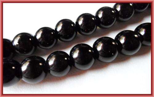 Black Glass Pearls, 4mm - String of +/-200.