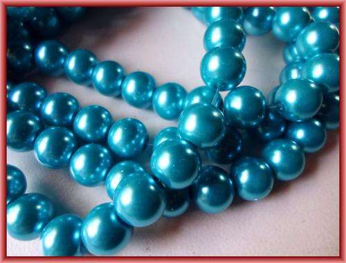 Vibrant Blue Glass Pearls, 8mm - String of +/-100.