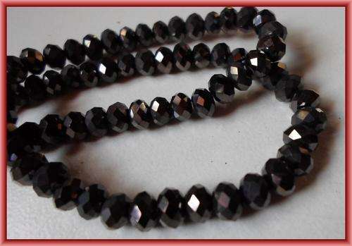 Charcoal Glass Facet Rondelles, 6mm - String of +/-70.
