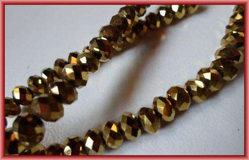 Gold Glass Facet Rondelles, 6mm - String of +/-70.