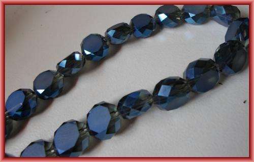 Blue AB Facet Glass, 12mm - String of +/-25.