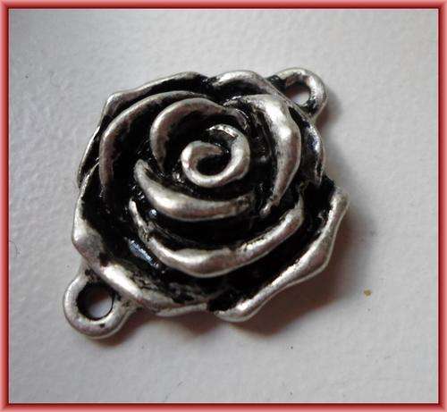 Nickle Rose Connector, 28mm x 21mm - Sold Individually.