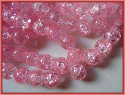 FOR A TENNER SALE!  Pink Crackle Glass Rounds, 10mm  - Per String (+/- 85)