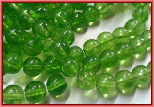 Green Clear Glass Rounds, 8mm  - Per String (+/- 100)
