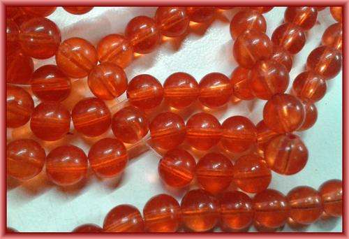 Orange Clear Glass Rounds, 8mm  - Per String (+/- 100)