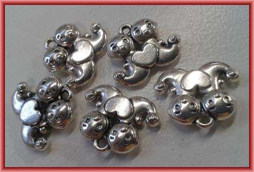 Nickle Seal Charm, 17mm x 14mm - Pack of 10