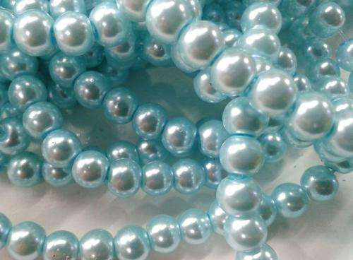 Baby Blue Glass Pearls, 4mm - String of +/-200.