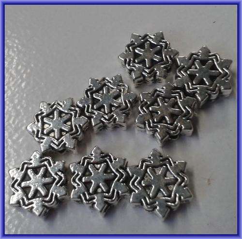 Nickle Snowflake Spacer, 10mm x 9mm - Pack of 10.