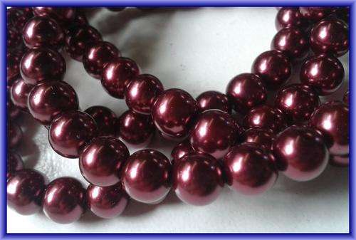 Burgandy Glass Pearls, 8mm - Per String.(+/- 100)