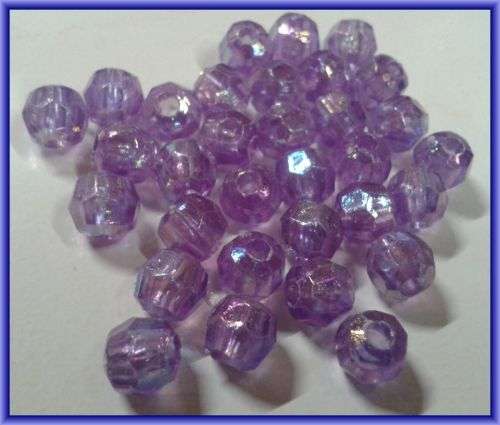 Acrylic Purple Facet Rounds with AB, 7mm - Per Pack of 30.