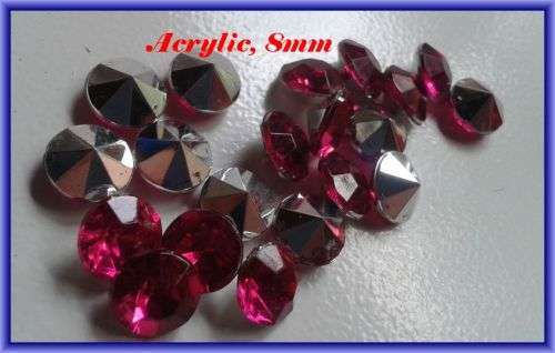 Acrylic Rhinestones, 8mm - Pack of 16.