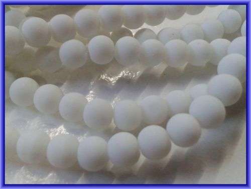 White Matt Glass Rounds, 6mm - Pack of 30.
