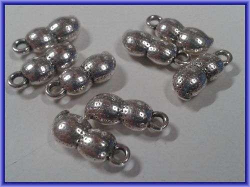 Peanut Charm, 13mm x 5mm - Pack of 10.