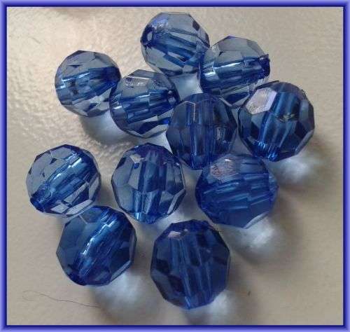 Acrylic Blue Facet Round, 10mm - Pack of 20.