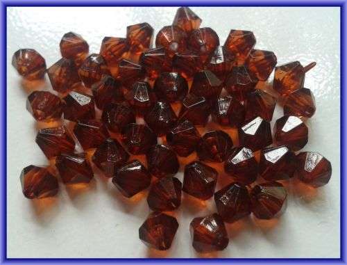 Amber Acrylic Bicone, 6mm - Pack of 50.
