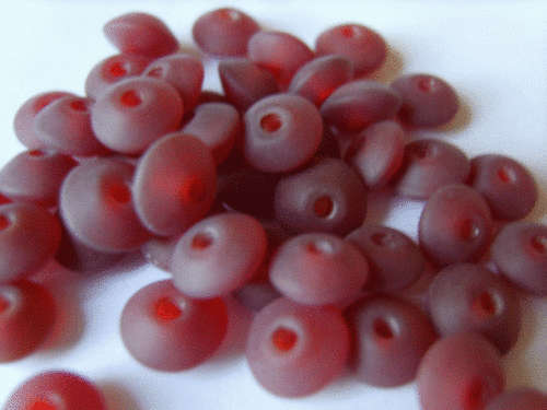 DECEMBER SPECIAL : Frosted Red Disc Indian Glass, 8mm - 50g Pack ( +- 175 Beads)