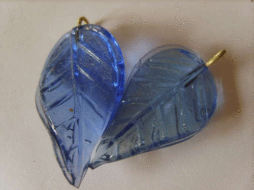 Blue Indian Glass Leaf Pendant - Sold individually.