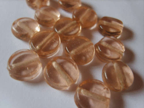 Peach Glass Discs, 11mm - Pack of 10. LIMITED STOCK!